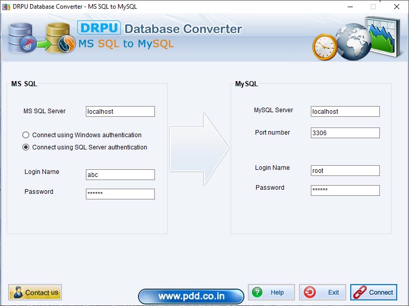 MSSQL to MySQL database files conversion screen shot