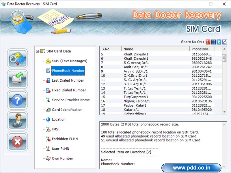 Screenshot of Sim Card Recovery