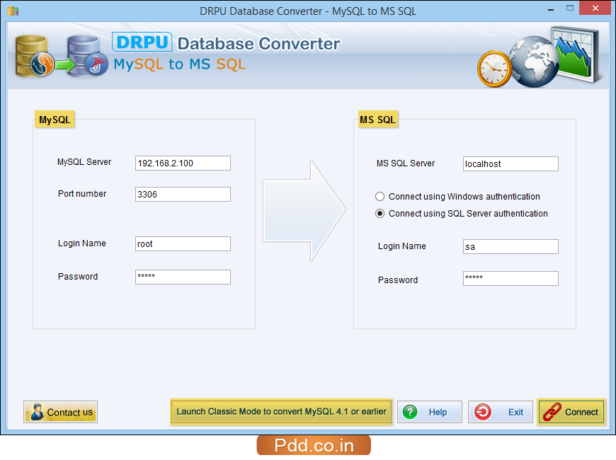 MySQL to MS SQL Database Converter